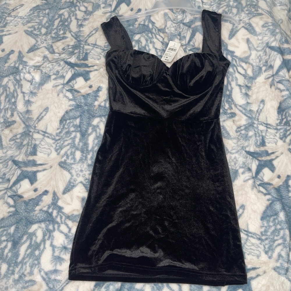Windsor Black Velvet Bustier Dress